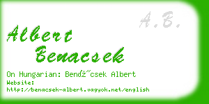 albert benacsek business card